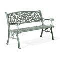 Gartenbank 122 cm Aluminium Grün mit Blattornamenten klassisch