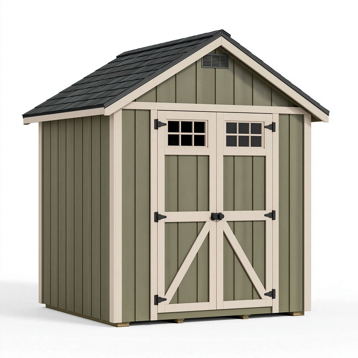 Gerätehaus 180 x 120 x 210 cm aus Kunststoff in Olivgrün Creme mit Doppeltür