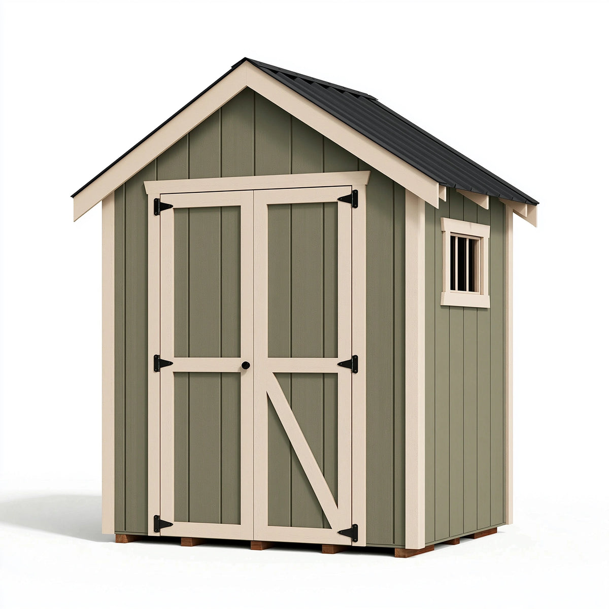 Gartenhaus 180 x 120 x 210 cm aus Holz Grün Creme mit Satteldach und Doppeltür