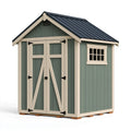 Gartenhaus 180 x 120 x 200 cm Holz Metall Dach Grün Beige mit Doppeltür