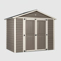 Gartenhaus 191 x 111 x 190 cm Kunststoff Taupe Creme mit Satteldach und Doppeltür