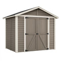 Kunststoff Gartenhaus 213 x 131 x 185 cm Taupe Beige mit Doppeltür und Satteldach