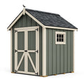 Gartenhaus 200 x 150 x 230 cm aus Holz Grün Creme mit Doppeltür Fenster und Satteldach