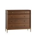 Kommode 90 x 45 x 120 cm Holz Dunkelbraun mit 4 Schubladen klassischer Stil
