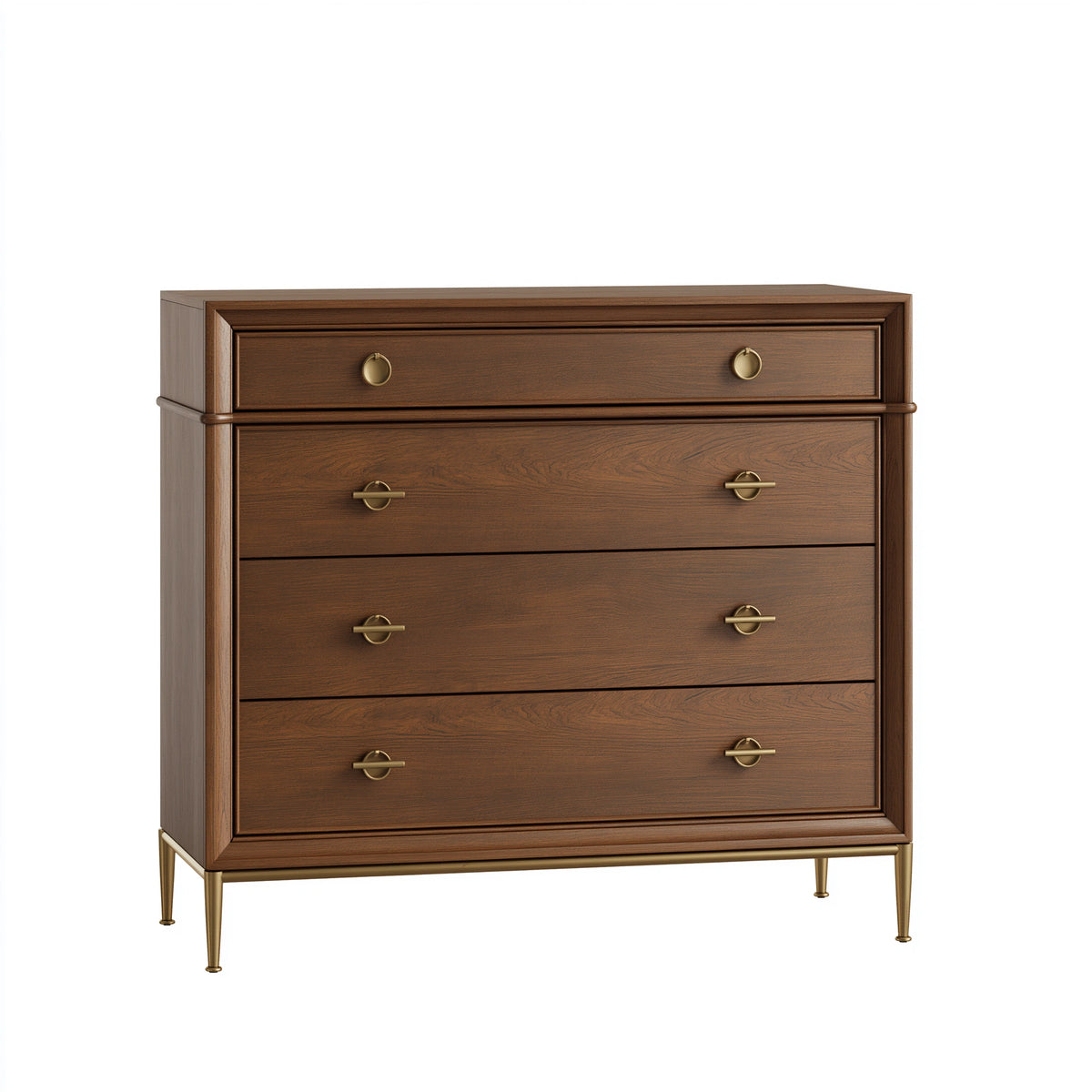Kommode 90 x 45 x 120 cm Holz Dunkelbraun mit 4 Schubladen klassischer Stil
