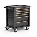 Werkstattwagen 75 x 45 x 95 cm Stahl Schwarz Gold mit 5 Schubladen und Rollen