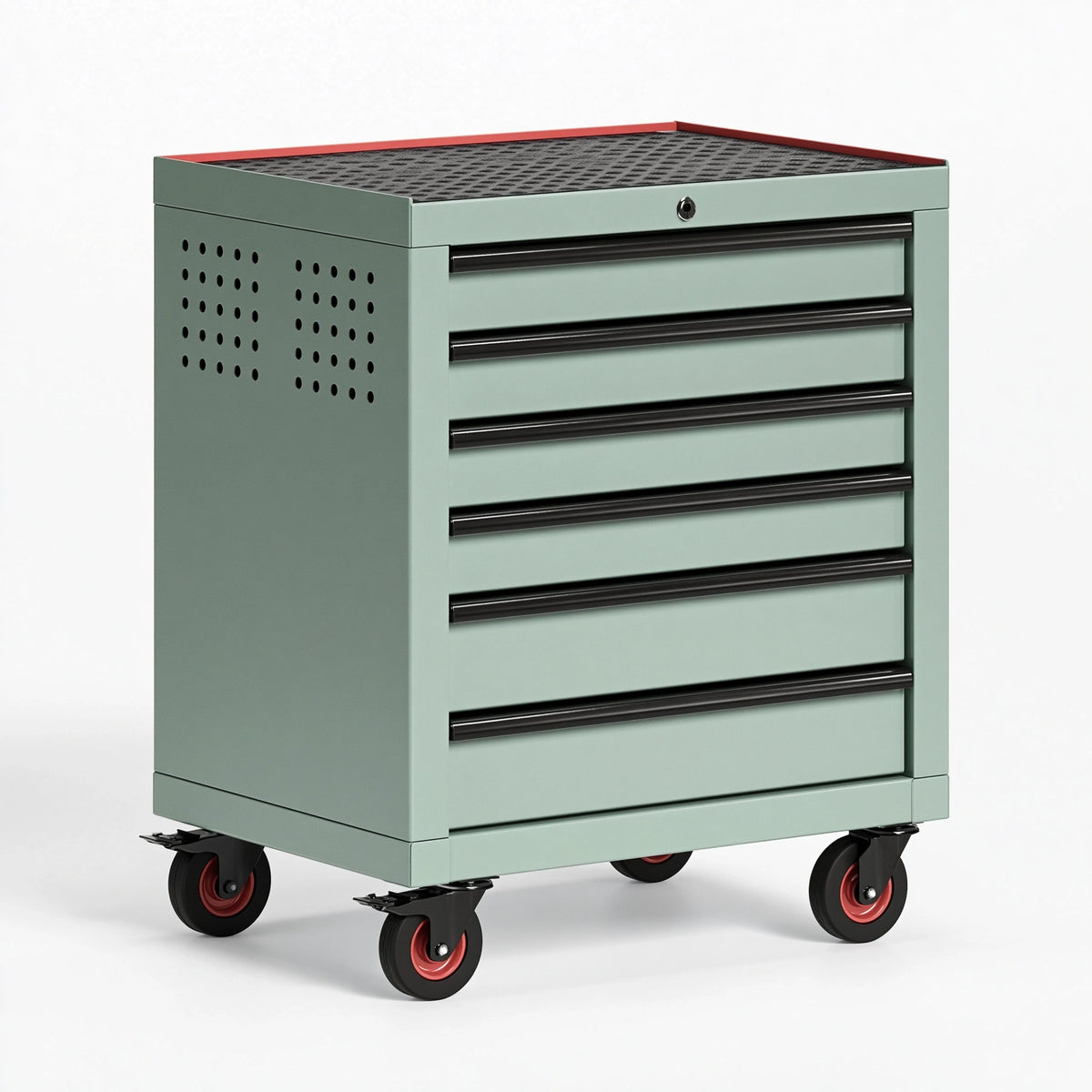 Werkzeugwagen 78 x 46 x 95 cm aus Stahl mintgrün abschließbar mit Rollen