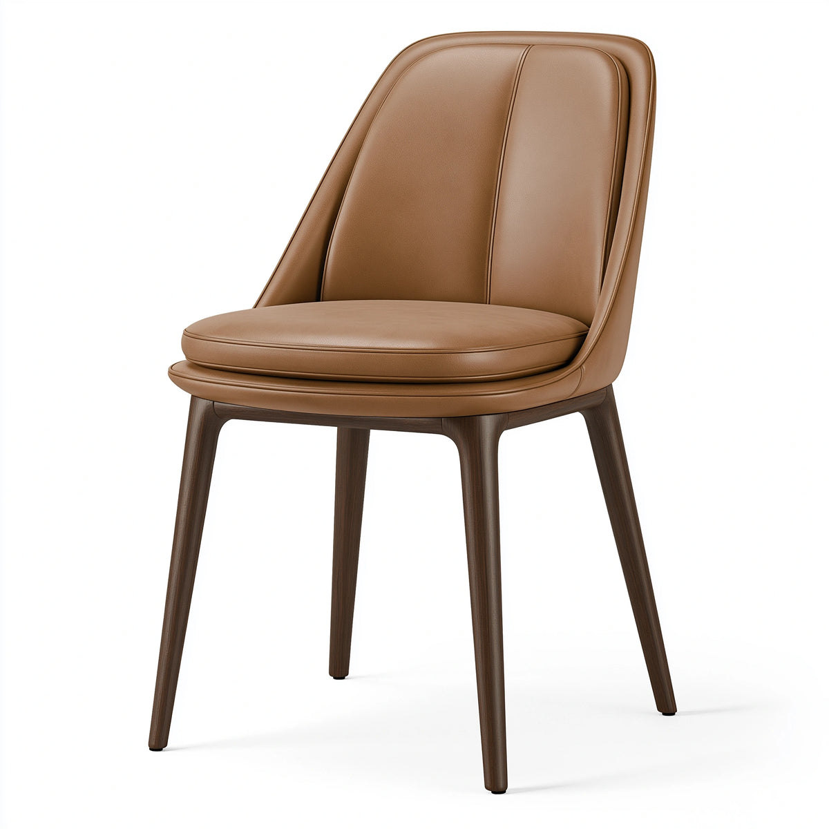 Esszimmerstuhl 58 x 61 x 86 cm in Cognacbraun mit Bezug in Lederoptik und Holzgestell - gepolstert