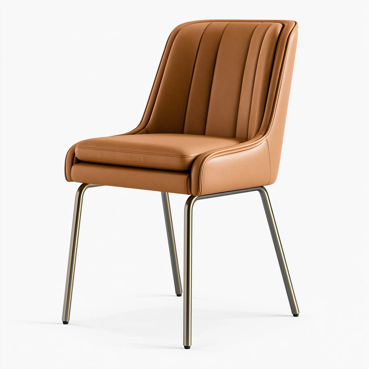 Esszimmerstuhl 58 x 60 x 85 cm Kunstleder Cognac gepolstert moderner Stil