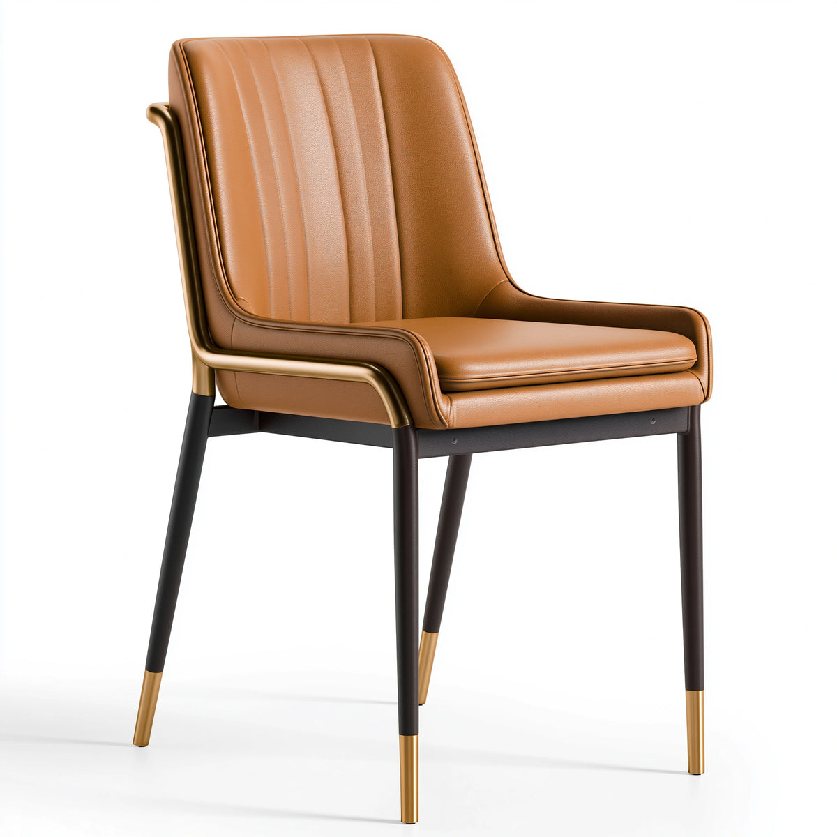 Esszimmerstuhl 58 x 61 x 88 cm Kunstleder Cognac gepolstert mit Armlehnen