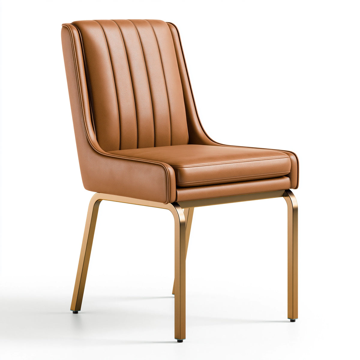 Esszimmerstuhl 58 x 62 x 86 cm Kunstleder Cognac - Gepolsterter Stuhl im modernen Stil
